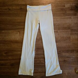 Prana Fold Over Waist Flare Yoga Leggings Cream Color Size Small.